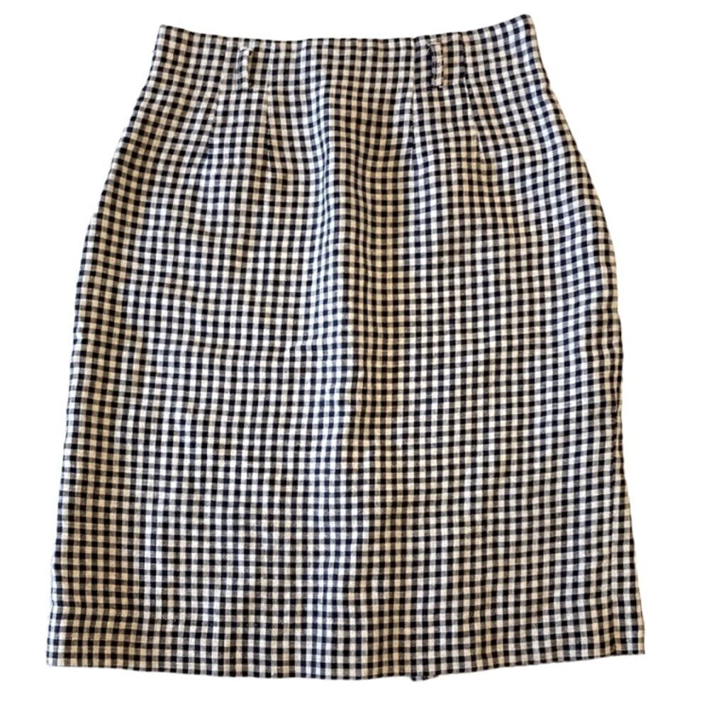 Lands’ End Linen checked skirt Size 8